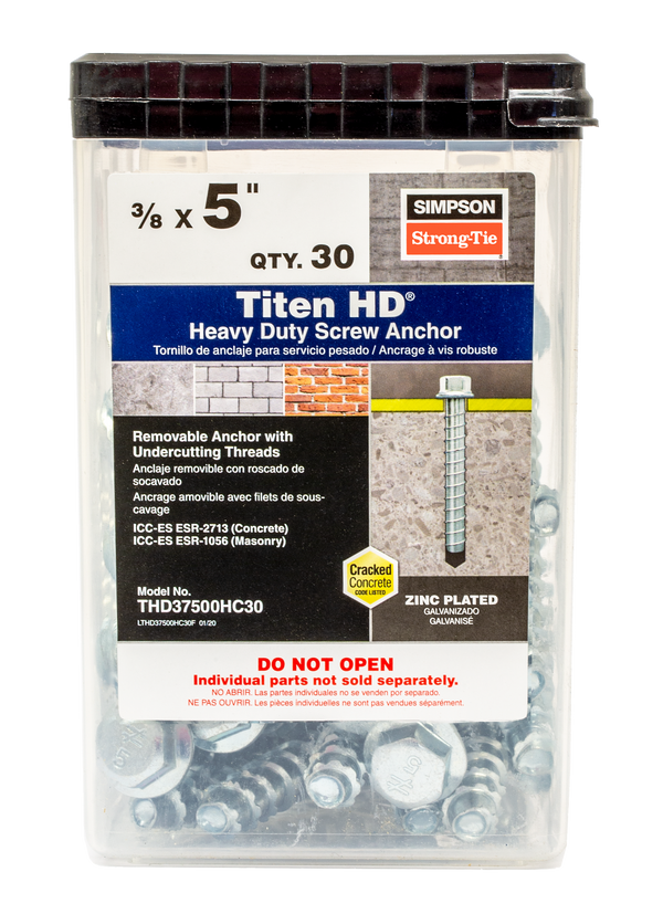 Simpson THD37500H Titen HD 3/8 in. x 5 in. Heavy-Duty Screw Anchor 50-Qty