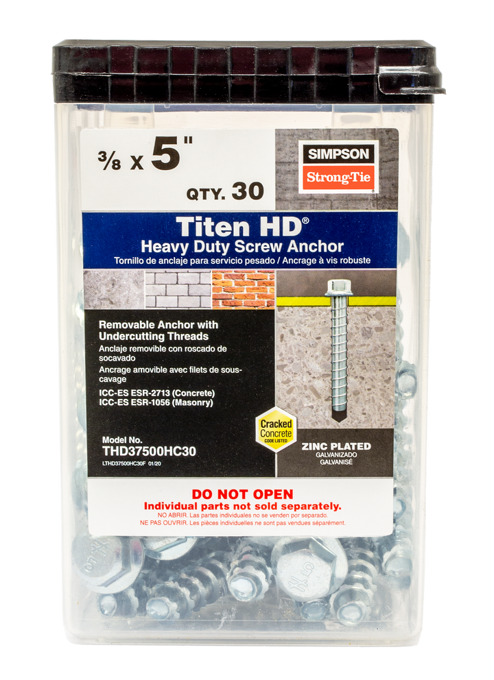 Simpson THD37500HC30 Titen HD 3/8 in. x 5 in. Heavy-Duty Screw Anchor 30-Qty