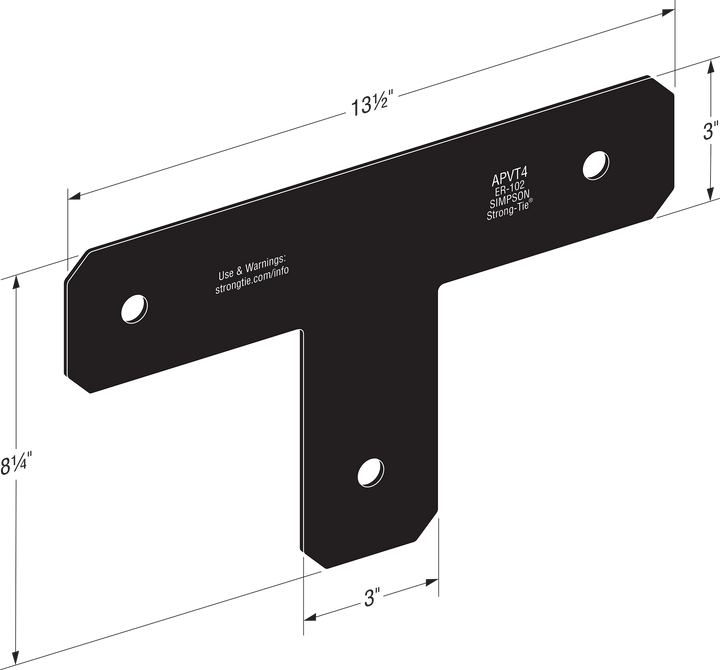 Simpson APVT4 Outdoor Accents Avant Collection ZMAX, Black Powder-Coated T Strap for 4x4