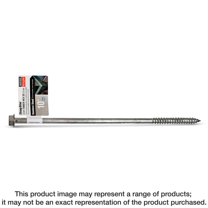 Simpson SDWH271000SS-R25 Strong-Drive SDWH TIMBER-HEX SS Screw — 0.275 in. x 10 in. 1/2 Hex, Type 316 25-Qty