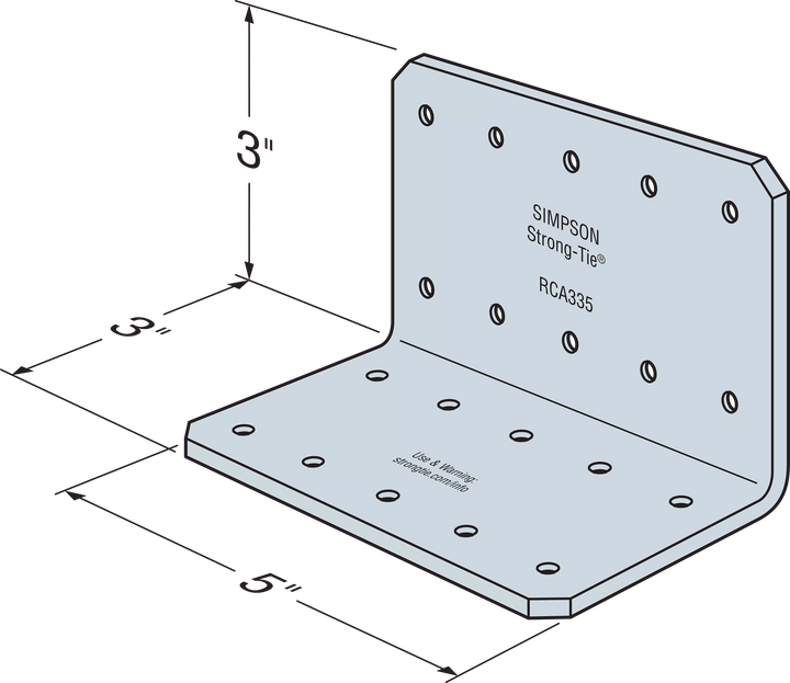 Simpson RCA335/68-R50 RCA 3 in. x 3 in. x 5 in. 14-Gauge Galvanized Rigid Connector Angle 50-Qty