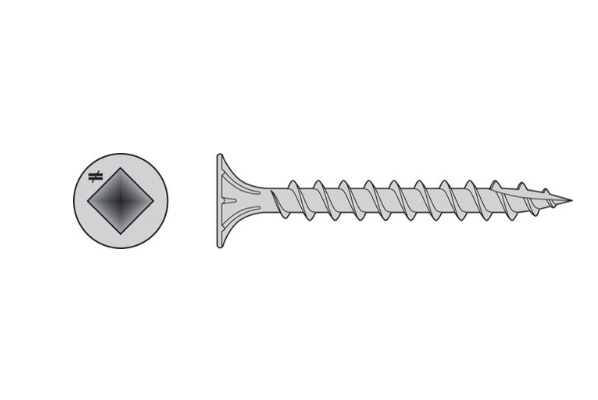 Simpson T08225WQ1 Fiber-Cement Screw — #8 x 2-1/4 in. #2 Square Wafer-Head, Type 316 100-Qty