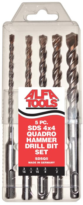 ALFA Tools SDSQ5 5 PC SDS QUADRO HAMMER DRILL BIT SET 1/pack