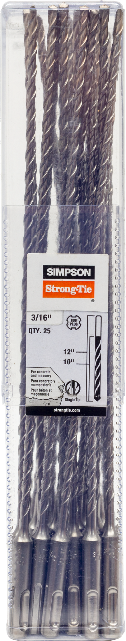 Simpson MDPL01812-R25 3/16 in. x 12 in. SDS-plus Shank Drill Bit 25-Qty