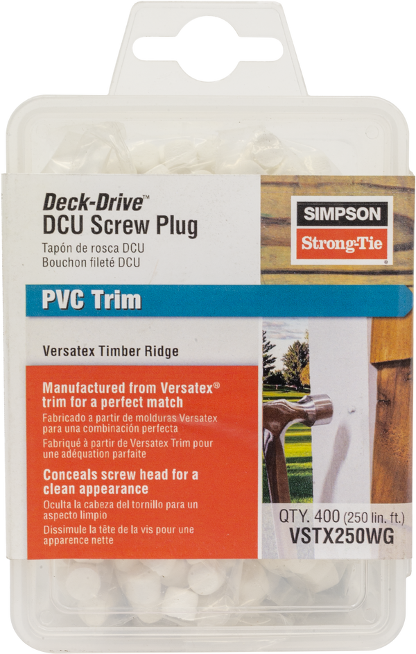 Simpson VSTX250WG Deck-Drive DCU Screw Plug — Versatex Timber Ridge 400-Qty