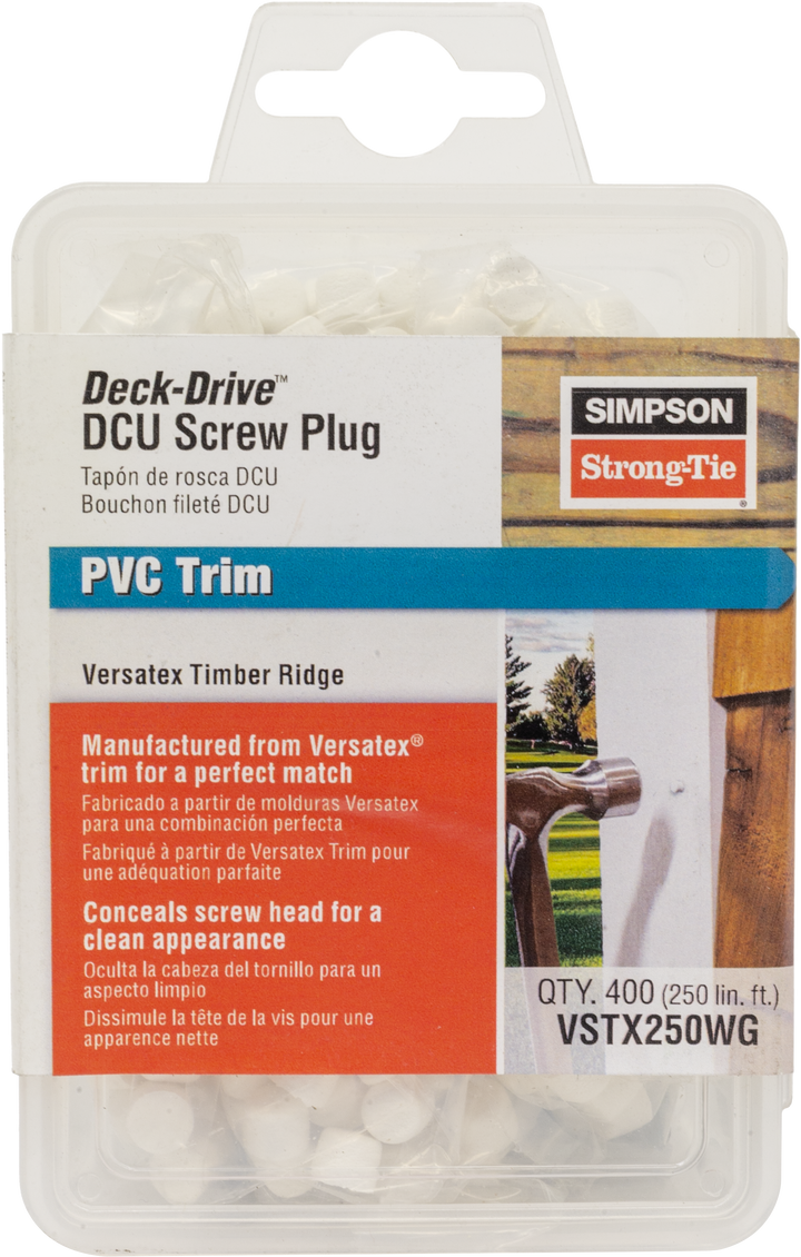 Simpson VSTX250WG Deck-Drive DCU Screw Plug — Versatex Timber Ridge 400-Qty