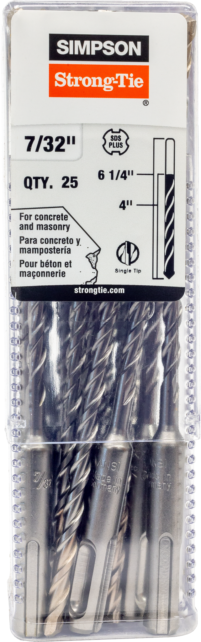 Simpson MDPL02106-R25 7/32 in. x 6-1/4 in. SDS-plus Shank Drill Bit 25-Qty