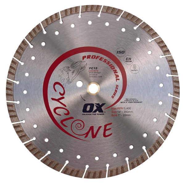 OX Tools OX-PC15-14 Pro Concrete Diamond Blade | Diameter: 14" / 356mm | Bore: 1" - 20mm