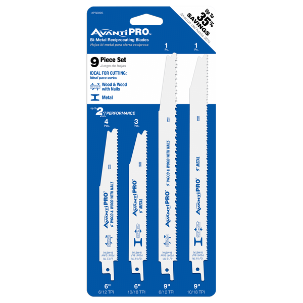 AvantiPRO PS009S AvantiPRO Reciprocating Blade Set for Wood & Metal (9-Pieces)