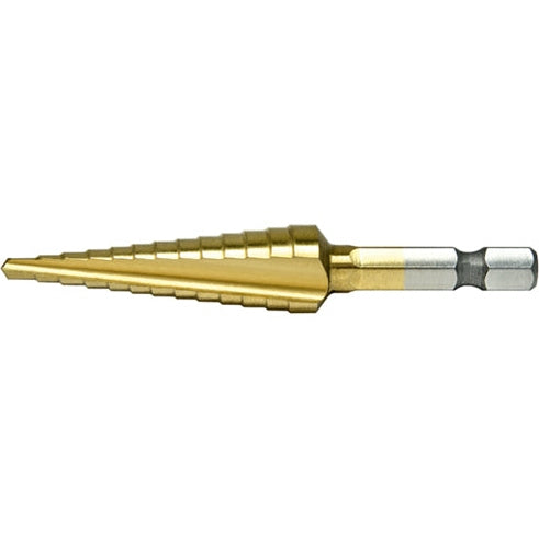 ALFA Tools MBML12TNC 3/16-7/8 PROBIT - MONOLOCK, 1/4" HEX SHANK, CH, HSS TiN COAT, 2 FLUTES, MULTI-STEP, BRIGHT, 1/CARD 1/pack