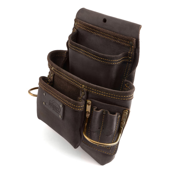 OX Tools OX-P263701D Pro 4 Pocket Pouch with Dual Hammer Holders  | Oil Tanned Leather