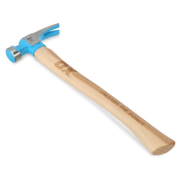 OX Tools OX-P083318 Pro 18-Ounce Milled Face Framing Hammer | Curved Hickory Handle