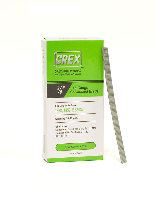 Grex GBN18-10 (F10) 3/8 In. 18 Ga. Brad Nails, Galvanized, 5M