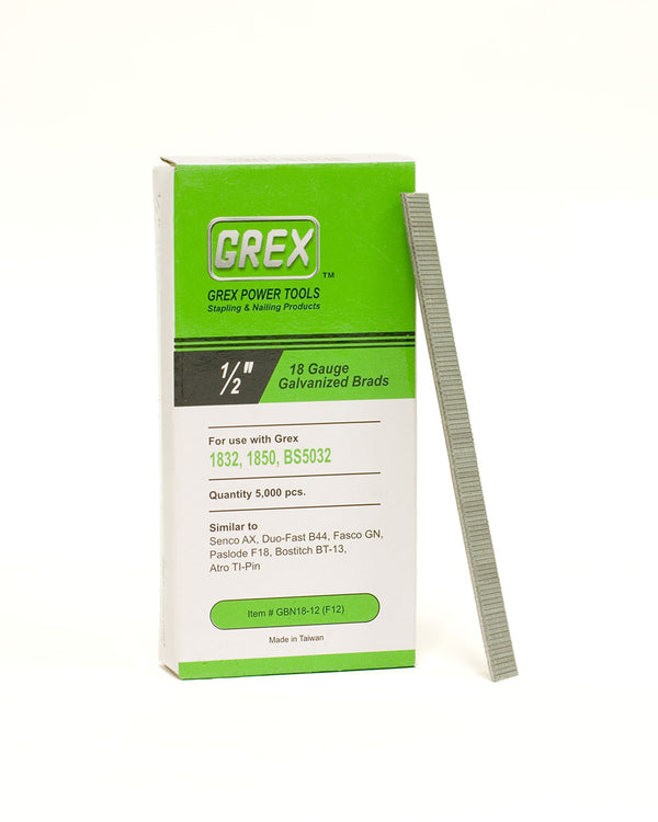 Grex GBN18-12 (F12) 1/2 In. 18 Ga. Brad Nails, Galvanized, 5M