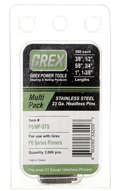 Grex P6/MP-STS 23-Gauge Combo Pack Stainless Steel Headless Pins, 3,000/Box