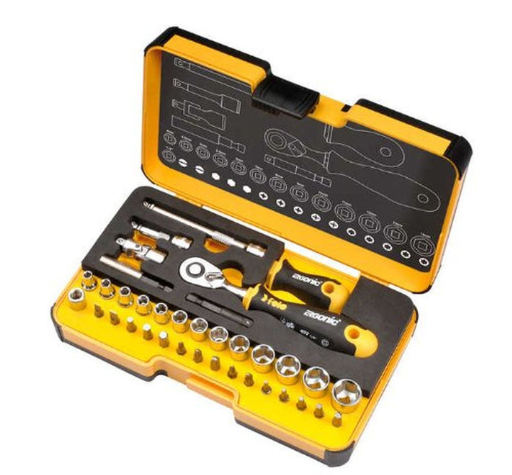 Felo 0715762053 XL Steel Socket Set, 36 Piece Set