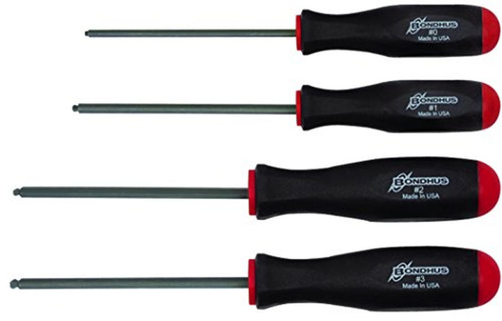 Bondhus 11640 Set of 4 Square Recess Screwdrivers, sizes #0-3