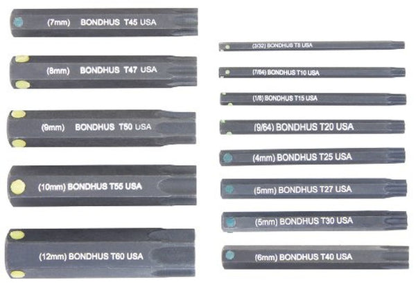 Bondhus 32037 ProGuard Finish Torx Socket Bit, 13 Piece Set