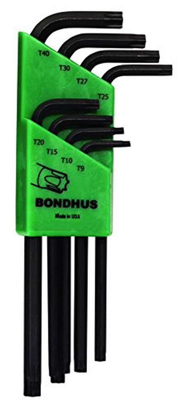 Bondhus 32434 Set of 8 Tamper Resistant Star L-wrenches,Long,sizes TR9-TR40