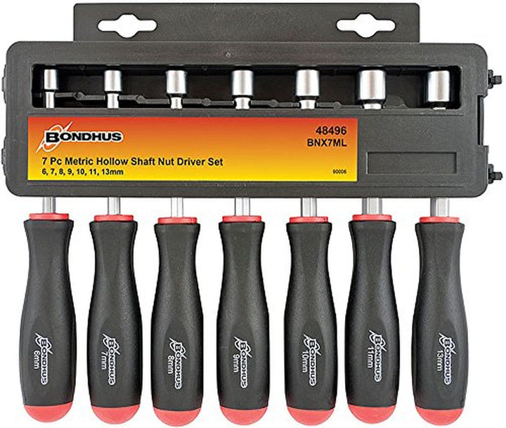 Bondhus 48496 Hollow Shaft, Metric Screwdriver Set, 7 Piece Set