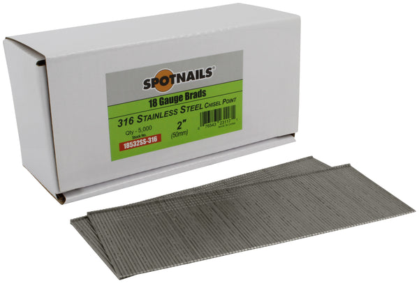 Spotnails 18532SS-316 2 in. 316 Stainless Steel 18 Gauge AX Style Brads, 5,000/Box