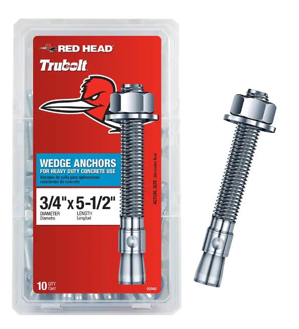 Red Head 3/4 in. x 5-1/2 in. WEDGE ANCHOR 10CT