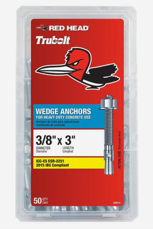 Red Head 3/8 in. x 3 in. WEDGE ANCHOR 50CT