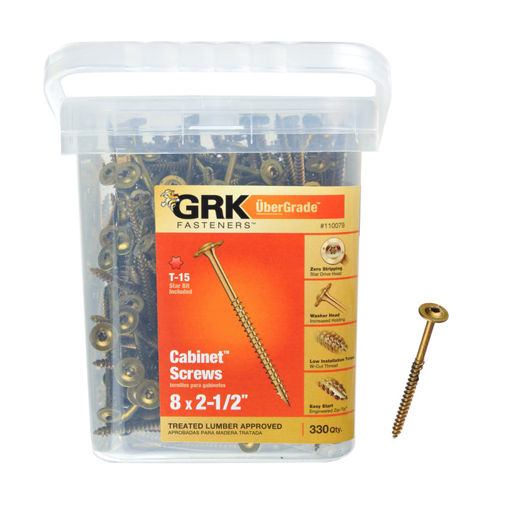 GRK 110079 #8 by 2-1/2-inch Cabinet Screws ProPak, 330 per Pail