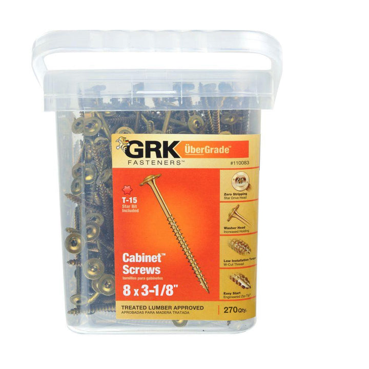 GRK 110083 #8 by 3-1/8-inch Cabinet Screws ProPak, 270 per Pail