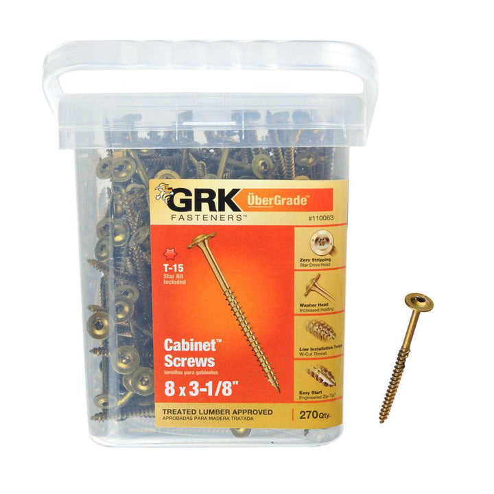 GRK 110083 #8 by 3-1/8-inch Cabinet Screws ProPak, 270 per Pail