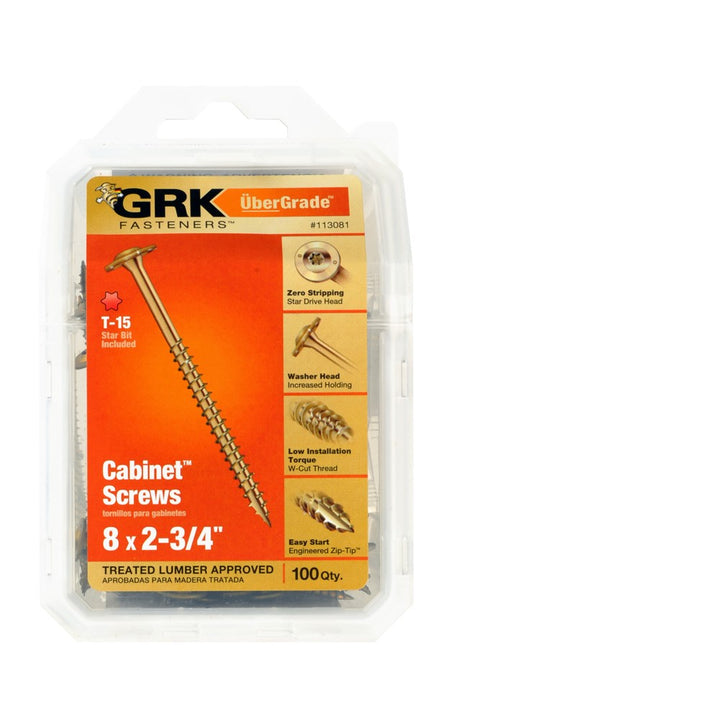 GRK 113081 #8 by 2-3/4-inch Cabinet Screws HandyPak, 100 per Pack