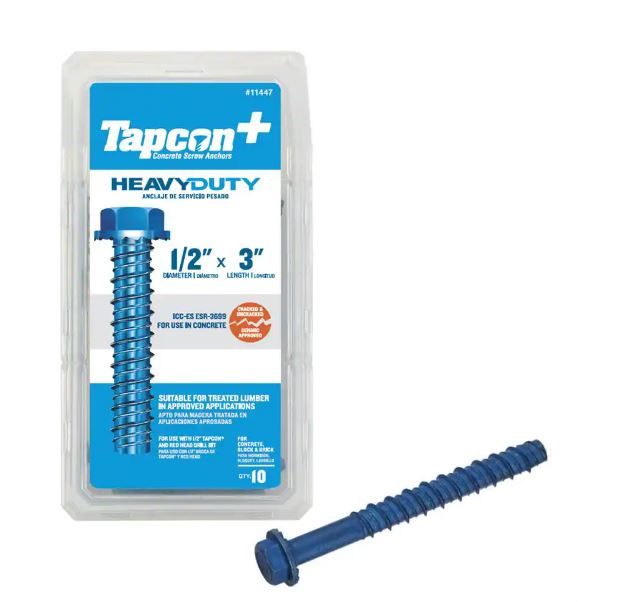 Tapcon+ 1/2 in. x 3 in. HEAVY DUTY SCREW ANCHORS 10CT