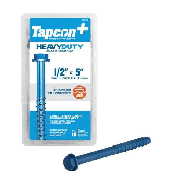 Tapcon+ 1/2 in. x 5 in. HEAVY DUTY SCREW ANCHORS 10CT