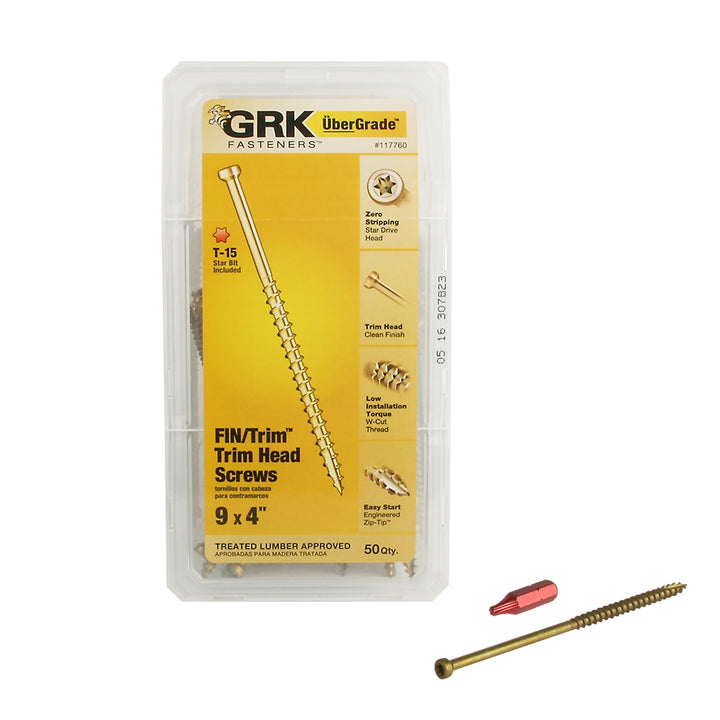 GRK 117760 #9 by 4-inch HandyPak Finish/Trim Screws, 50 per Pack