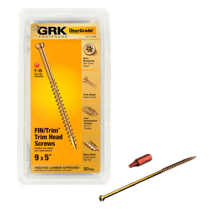 GRK 117766 #9 by 5-inch HandyPak Finish/Trim Screws, 50 per Pack