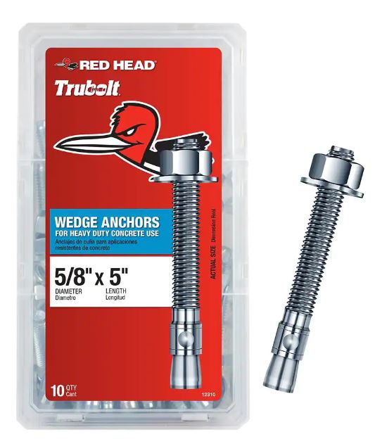Red Head 5/8 in. x 5 in. WEDGE ANCHOR 10CT