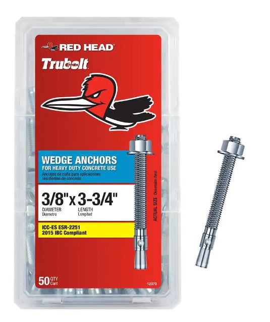Red Head 3/8 in. x 3-3/4 in. WEDGE ANCHOR 50CT