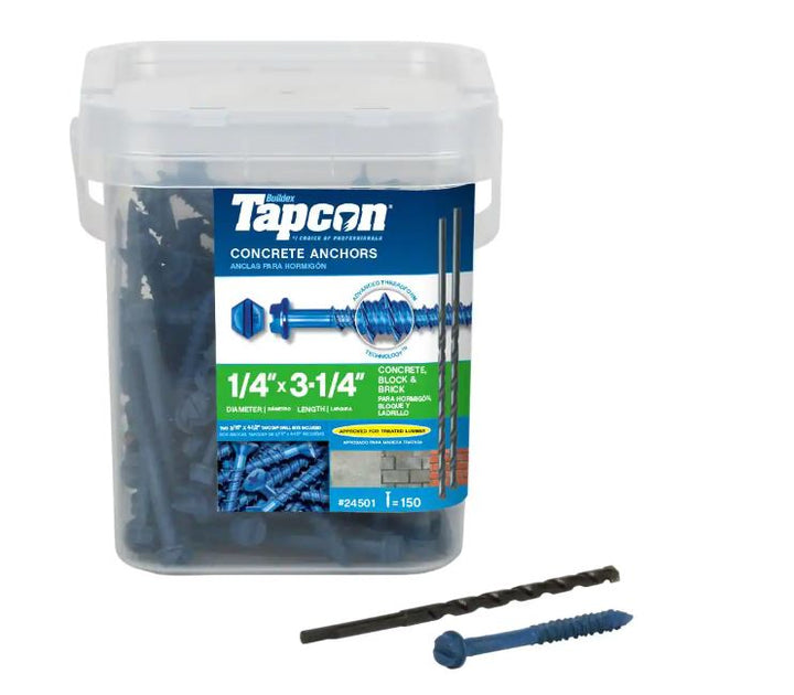 TAPCON 1/4 in. x 3-1/4 in. HEX WASHER HEAD SCREW ANCHOR 150CT