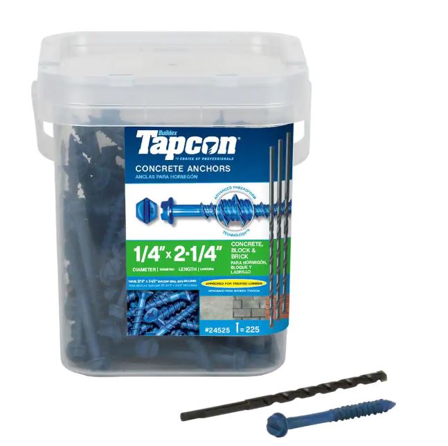 TAPCON 1/4 in. x 2-1/4 in. HEX WASHER HEAD SCREW ANCHOR 225CT