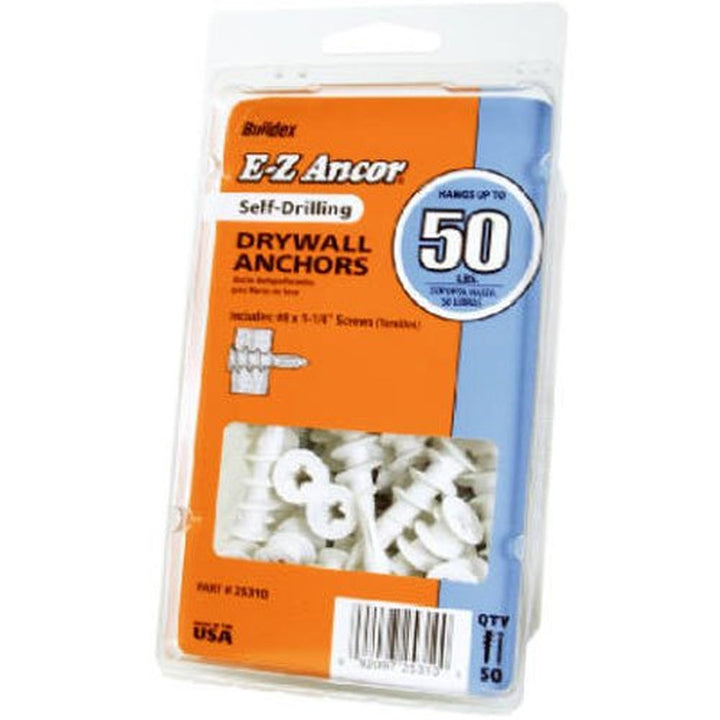 E-Z Ancor 25310 1-5/8x#8 Phillips Drive Flat Head Zinc Coated Steel Drywall Anchors, 4/Box