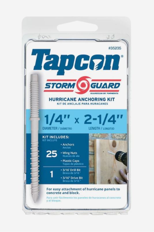 Tapcon 1/4 in. x 2-1/4 in. Hex Nut Concrete Anchor Storm Guard Hurricane Anchoring Kit 25CT