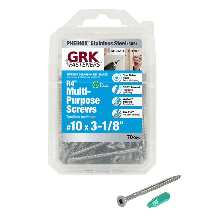 GRK 61737 R4 PHEINOX 305SS ProPak #10 by 3-1/8-Inch Screws, 70 per Pack