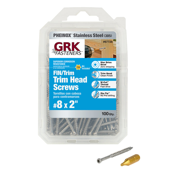 GRK 67728 #8 by 2-inch PHEINOX 305SS HandyPak Finish/Trim Screws, 100 per Pack