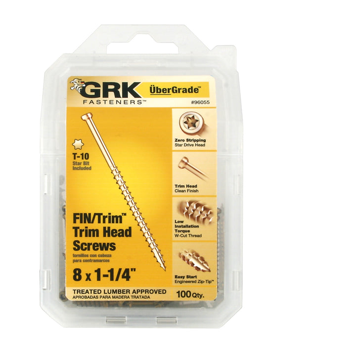 GRK 96055 #8 by 1-1/4-inch HandyPak Finish/Trim Screws, 100 per Pack