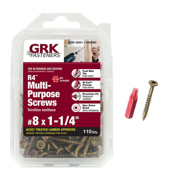 GRK 96080 R4 #8 by 1-1/4-inch Screws, 110 per Pack