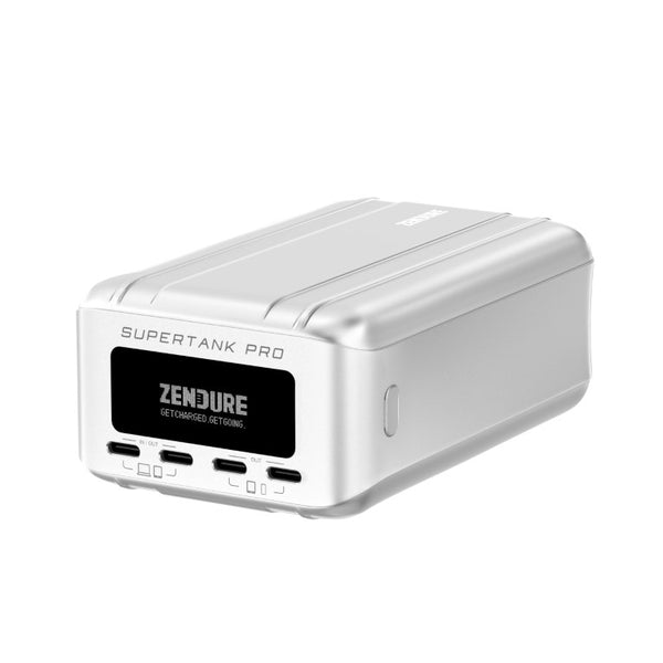 Zendure SuperTank Pro 26,800mAh Power Bank with 4 USB-C, OLED Screen, Upgradable & 100W PD - Silver