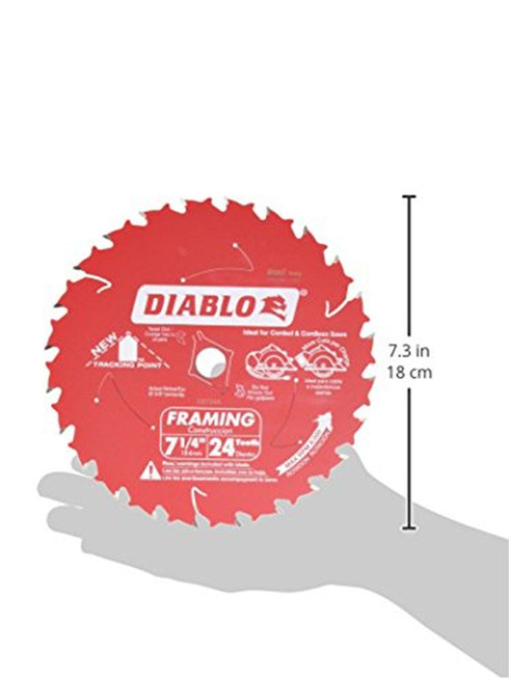 Freud D0724A 7-1/4 in. 24 Tooth ATB Framing Saw Blade with 5/8 in. Diamond Knockout Arbor, 1/Box