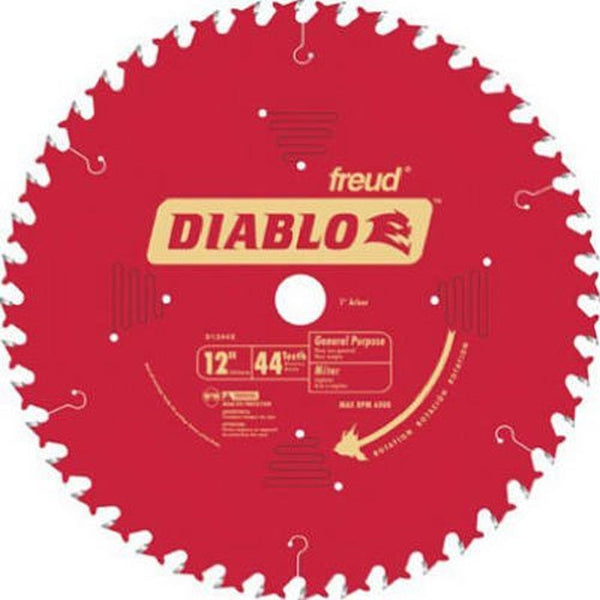 Freud D1244X Diablo 12 in. 44 Tooth ATB General Purpose Miter Saw Blade with 1 in. Arbor, 1/Box