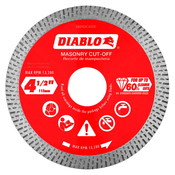 Diablo DMADC0450 4-1/2 in. Diamond Continuous Rim Cut-Off Discs for Masonry, 1/Box