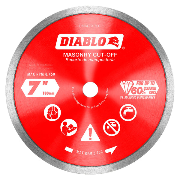 Diablo DMADC0700 7 in. Diamond Continuous Rim Cut-Off Discs for Masonry, 1/Box